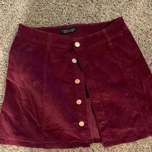 Maroon corduroy mini skirt